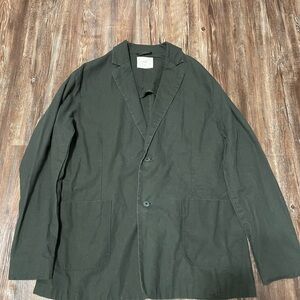 Folk Mens 2B SB Blazer Sport Coat Jacket Linen Cotton Olive Green Size 3 M 40